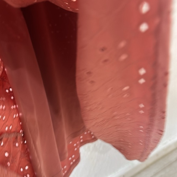 DownEast Pink Eyelet Flutter Sleeve Lined Midi Dress Size Large - Picture 7 of 10